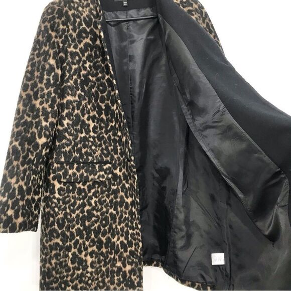 Talbots Black Tan Animal Leopard Print Button Up Wool Blend Coat - Picture 8 of 16